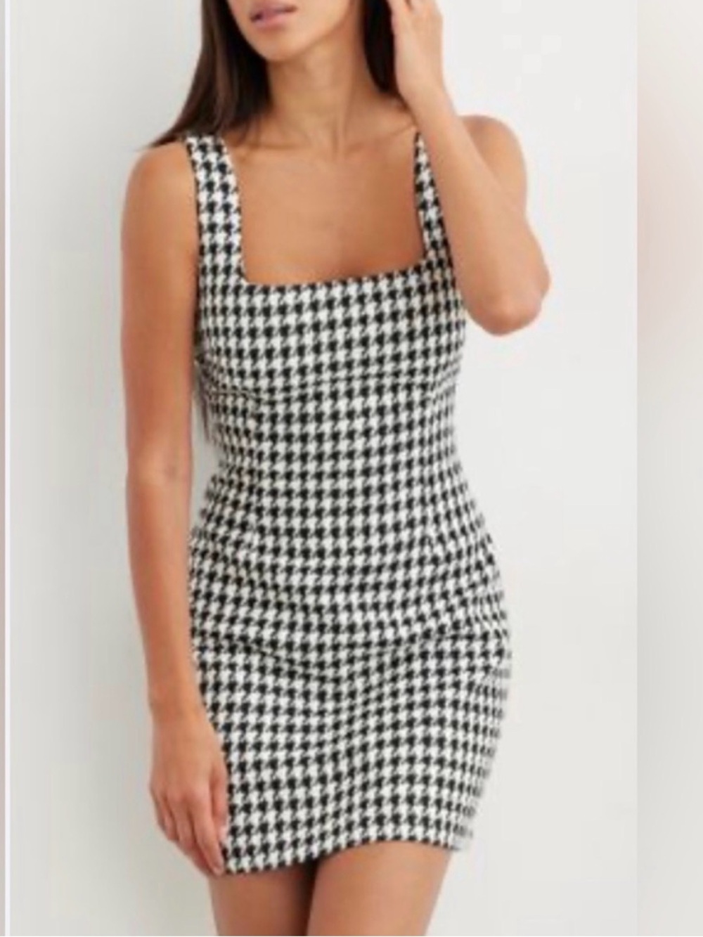 Dynamite Black & White Houndstooth Mini Dress